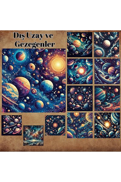 Pink Swan Craft مجموعة ملصقات مخططة غير لامعة من Astro Galaxy مع 12 قطعة من ملصقات القصاصات