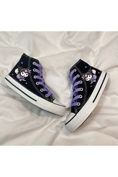 Trendy Moda Tenis lung de in negru - Imprimat Kuromi