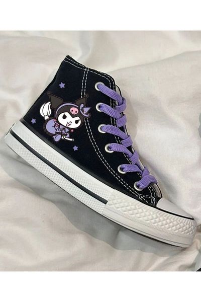 Trendy Moda Tenis lung de in negru - Imprimat Kuromi