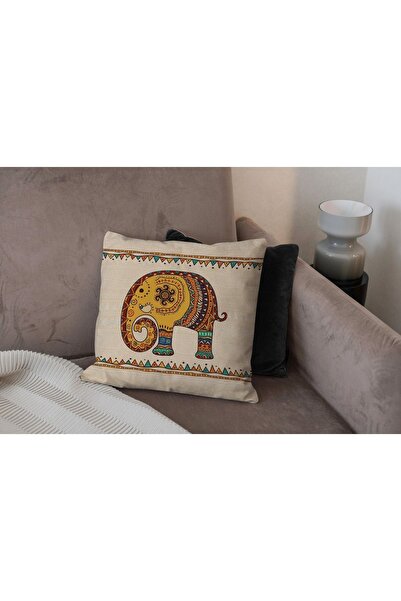 Şah Dekor غطاء وسادة مطبوع رقميًا بألوان برتقالية كريمية مع شخصيات نسائية على...