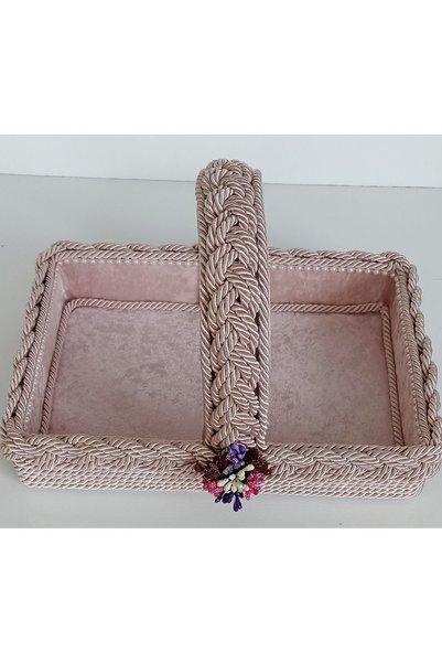 FNT Knitted Basket Organizer with Handle Gift Bundle Dowry Holder