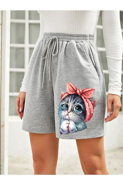 AY MONTANA LUNAVISTA Little Cute Cat Printed Shorts