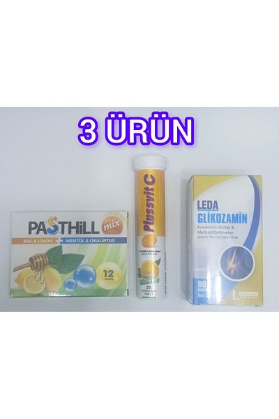 LedaPharma Glucosamine 90Tb +C Vitamin Effervescent + Pasthill Mix - Herbal Supplement