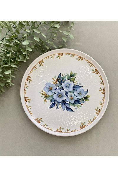 Yiğit Seramik Züccaciye 24 cm Round Yediveren Flower Serving and Presentation Plate