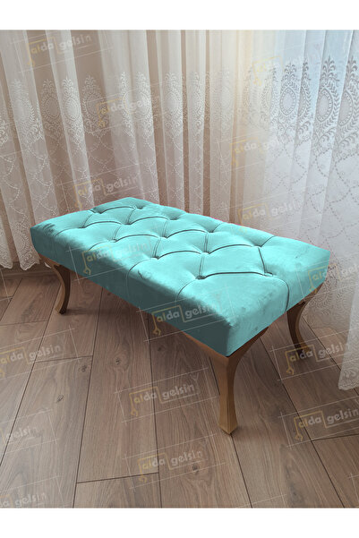 aldagelsin Kapitoneli Ayak Ucu Kapı Önü Antre Bench Puf Gold Ayak (100*45)