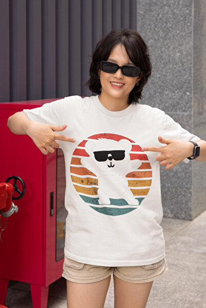 MAGORS Panda Štampano Oversize kroj Pamuk lu T-shirt - okrugla kragna , kratk...