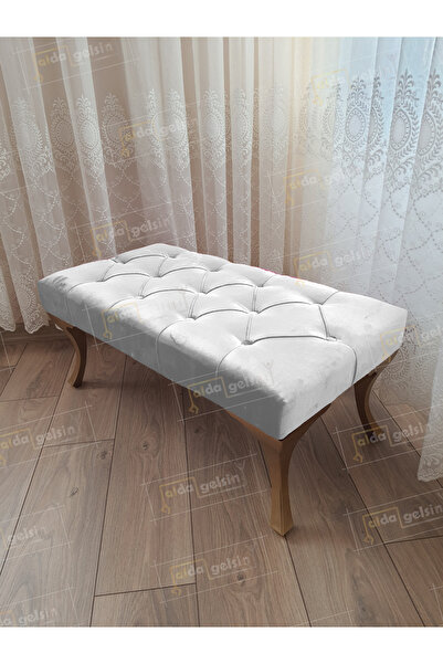 aldagelsin Kapitoneli Ayak Ucu Kapı Önü Antre Bench Puf Gold Ayak (120*45)