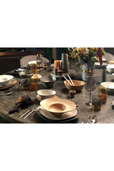 Kütahya Porselen Galaxy Spaghetti Plate - Kütahya Porcelain, Matte Beige, 29 cm