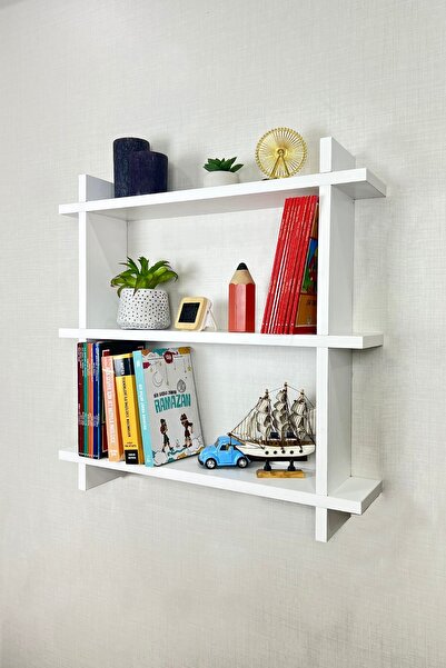 Milonsa Duvar Rafı Kitaplık Duvara Monte Kitap Rafı Modern Dekoratif Pratik Ş...