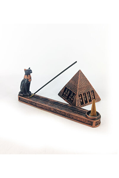 Genel Markalar Antik Mısır Serisi Kutsal Kedi Çubuk ve Konik Tütsülük, Pirami...