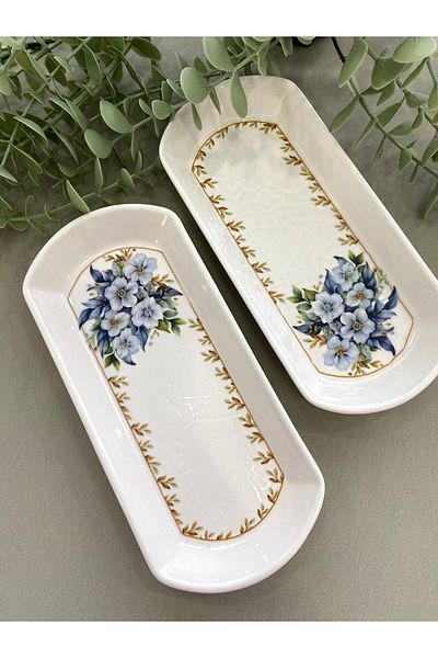 Yiğit Seramik Züccaciye Yediveren Flower - 2-Piece Oval Breakfast Plate
