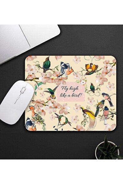 HobiShop Fly High Like A Bird! Tasarım Kuş Motifli Mouse Pad 23x19cm Fare Alt...