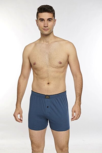 Kolcu Men's Towel Waist Boxers with Button on the Front K13230 - Indigo