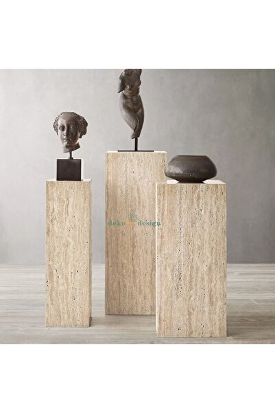 dekober Traverten Gerçek Mermer Sehpa