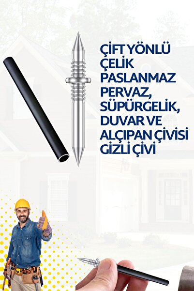 pratikmen Çift Yönlü Çelik Paslanmaz Pervaz, Süpürgelik, Duvar ve Alçıpan Çiv...