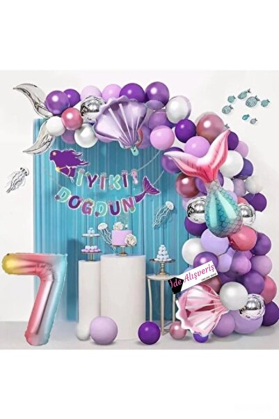 BKMC PARTY Set de aniversare de lux cu banner cu coadă de sirenă