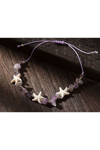 LORESİMA AKSESUAR Purple Amethyst Anklet