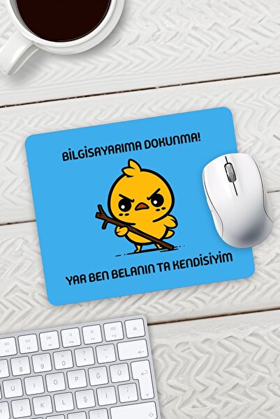 HobiShop Mavi Renk Belalı Civciv Bilgisayarıma Dokunma Baskılı Mouse Pad 23x1...