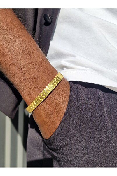 EAST&WEST 925 Ayar Gümüş Wave Serisi Kelepçe Bileklik-Gold