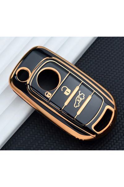 Kasey Nano Key Control Cover Compatible for Fiat Egea - Auto Keychain 3 Keys Black