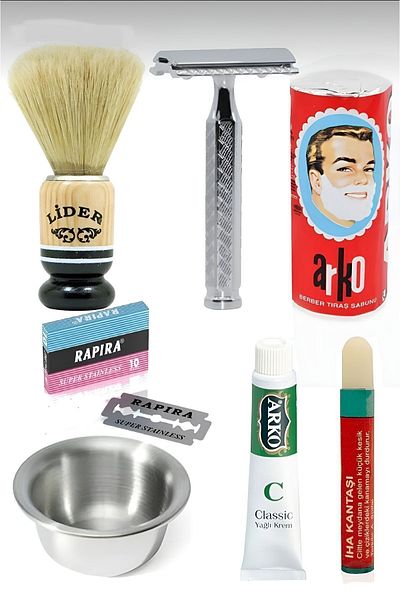 efmues Beard Shaving Set - Classic Razor, Brush and Barber Soap