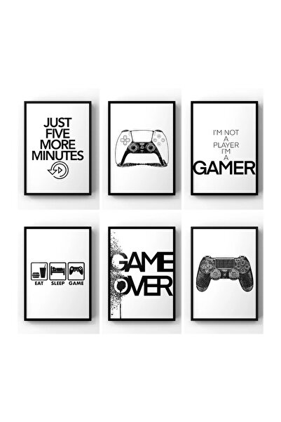 fabriflow exclusive Gamer Oyun Genç odası  Dekorasyon 6'lı Tablo Set