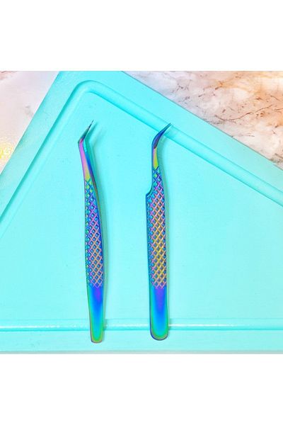 Lashlusion Silk Eyelash Tweezers Set - Stainless Steel, Light Body, Full Coverage Wolume