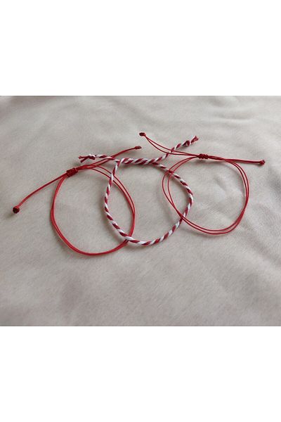 derokas Unisex Magenta Red 2-Piece Macrame Rope Detailed Lucky Bracelet