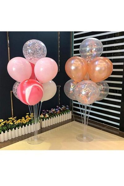 PARTİCİM SÜS EVİ 1 Footed Balloon Stand 7 Pieces