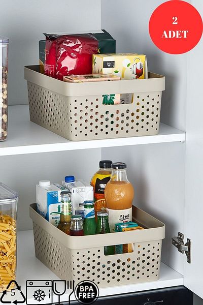 ALP HOME Penta Set of 2 Organizer Basket - Kitchen and Bathroom Decorative, Multi-Purpose Organizer (Without Lid) 11.5L