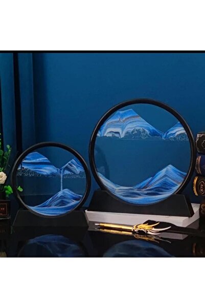 Genel Markalar Hareketli Kum Sanat Yuvarlak Cam 3d Kum Saati Derin Deniz Kum Manzarası-mavi Glrshop