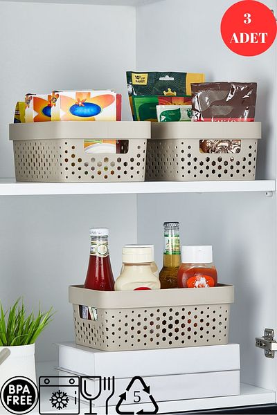 Pazarika Penta Set of 3 - Organizer Basket anD Kitchen Bathroom Organizer, Multi-purpose, Without LiD
