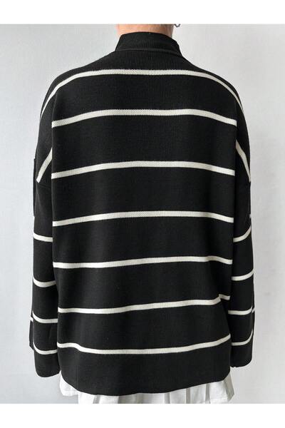 Jose Clothing Pulover de damă oversize cu dungi - mânecă lungă