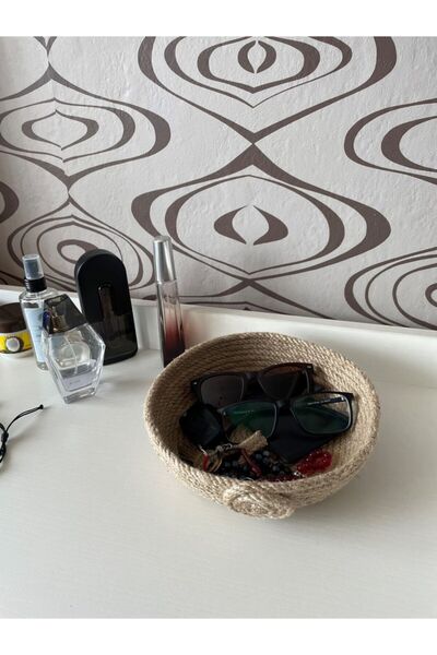 My eticaret Natural Jute Rope Colored 15cm Base 5cm High Wicker Basket Storage Box Accessory Small Basket