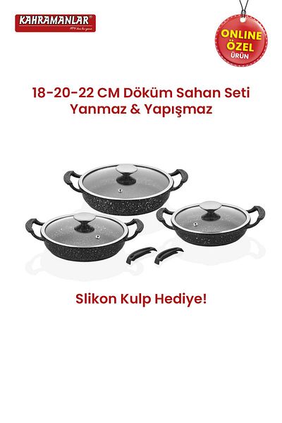 Kahramanlar Helegra 6 Piece Black Pan Set - Cast Iron