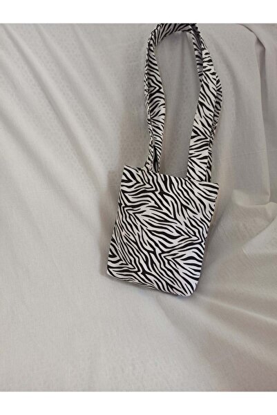 Kahvemavii Mini Boy Zebra Desenli Keten Baget Bez Çanta