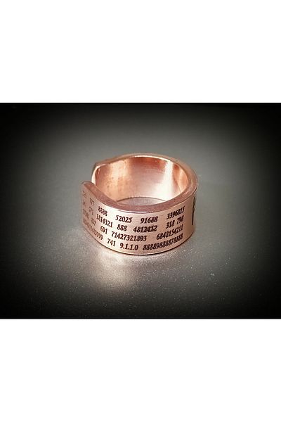 DA Cooper Design DACooper Design Copper Ring with Number Secances & Rune Design Copper Ring