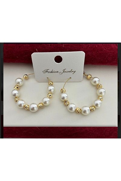 ÇELİKSİLVERTAKI Dorica Bulk Pearls Hoop Earrings