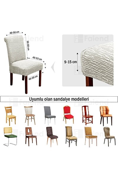 etleshome streçli lastikli likralı esnek sandalye örtüsü düz desen jakarlı sandalye kılıfı (tekli)