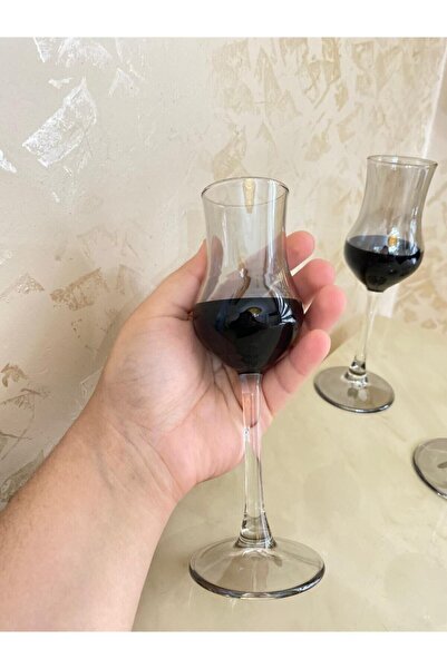 İmren Collection Siyah Füme Kahve Yanı Grappa Su Bardağı 6 Lı