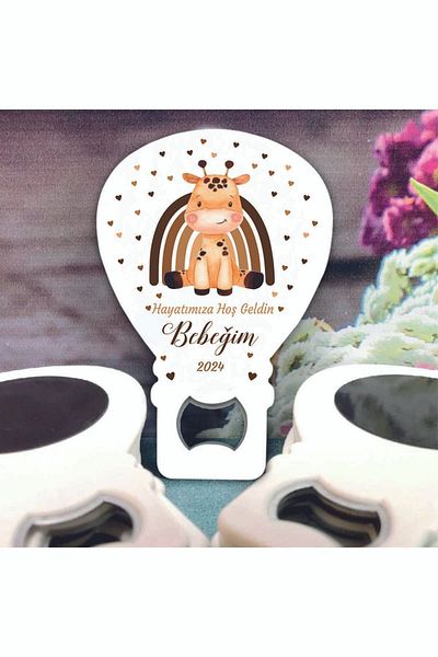 Ege ajans 10 Pieces Giraffe Balloon OpenerMagnet- with Card and Gelatin