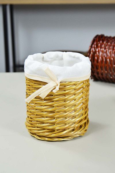 SepetçiBaba Cream Colored Wicker Round Spoon Holder