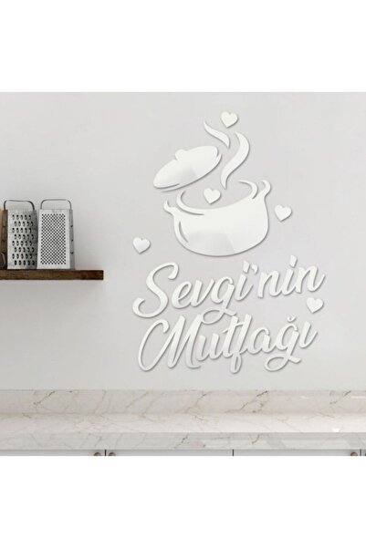 EKOSEHOME Isme Özel Gümüş Aynalı Kazanlı Mutfak Süsü 40*30 Cm