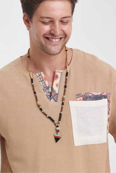 BABBOSS Tricou oversize boem - Detaliu pentru mână și buzunar