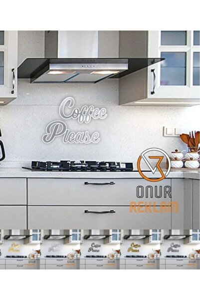 Genel Markalar Coffee Please Aynalı Gümüş Pleksi Duvar Yazısı