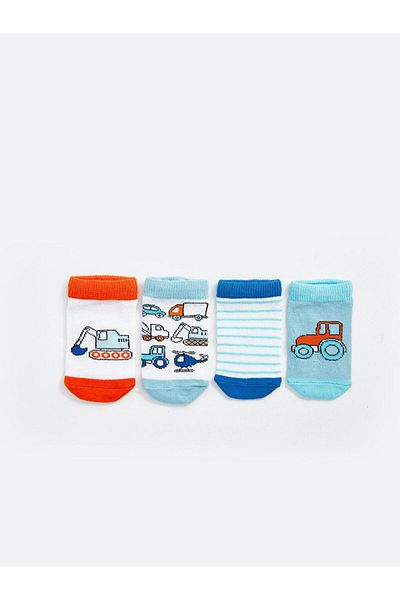LC Waikiki Set of 4 Printed Booties Socks for Baby Boy