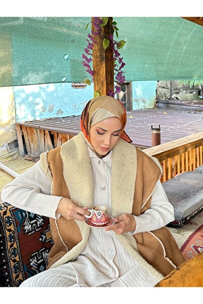 KUQOS Dokulu Etnik Eşarp Kahve