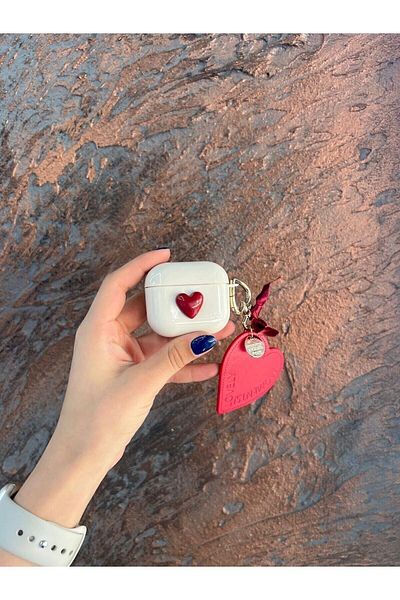 daystar Headphone Case with Red Heart Figure and Heart Clasp