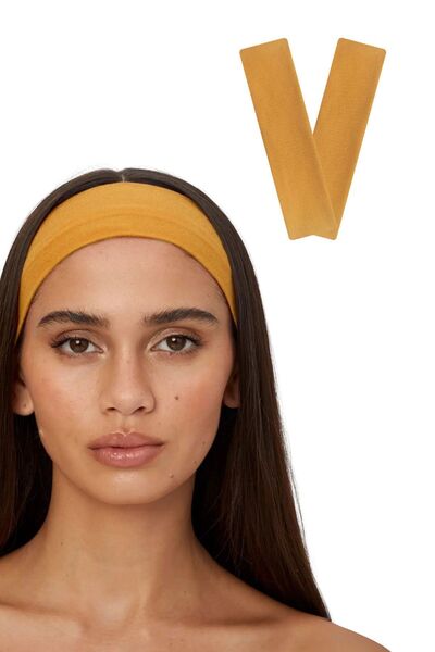 Salvia Dione Σετ 2 Αθλητικά Μαλλιά - Βαμβακερό Fitness Tennis Makeup Yoga Sweat, Mango Yellow