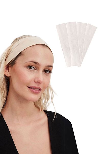 Salvia Dione Set de 4 benzi sport pentru păr - bărbați și femei, bumbac, pentru fitness, tenis, sală, machiaj și Pilates, cremă